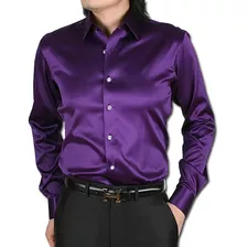 Camisa De Vestir De Satén De Seda Para Hombre, Casual, Para