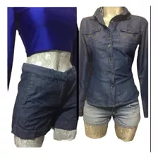 Dúo Hermoso Short Zara Basic + Blusa Tipo Mezclilla Detalle