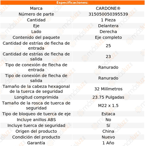 (1) Flecha Homocintica Del Der Honda Crx 88/91 Cardone Foto 4