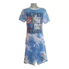 Playera Y Short Super Mario Talla L 10/12 Junior