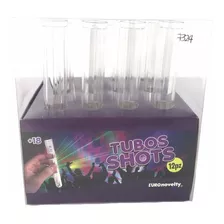 12 Vasos Tequileros Shot Tubo Ensayo Plástico Cristal Fiesta