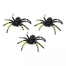 Enfeite Halloween Aranha De Plástico 3 Unidades