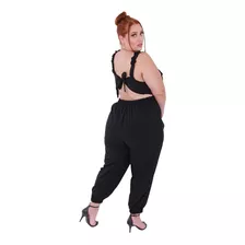 Macacão Plus Size Macaquinho Verão Leve Blogueira Pantacourt