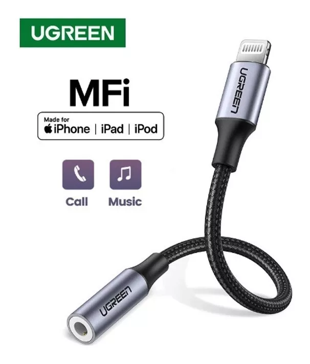 Adaptador Lightning A 3.5mm Jack Audio Mfi iPhone Ugreen 