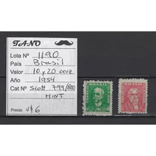 Lote1190 Brasil 10 Y 20 Cruz. Año 1954 Scott# 799/800 Mint