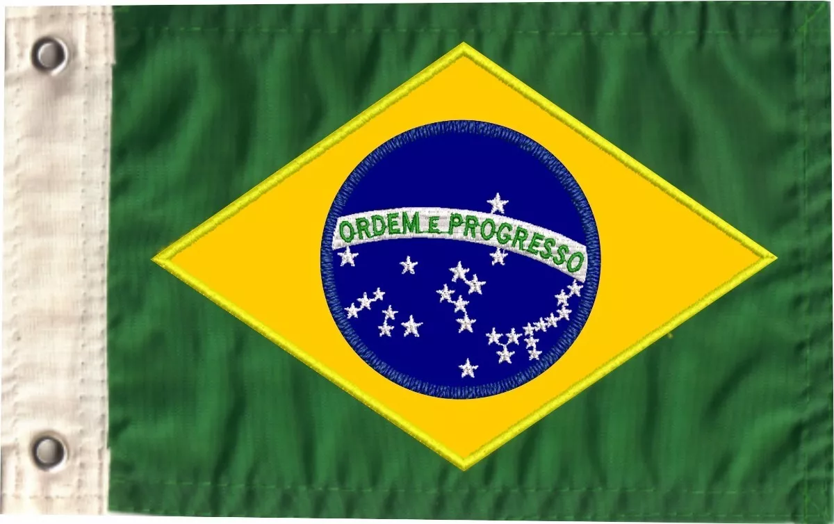 Bandeira Para Moto Do Brasil Bordada Dupla Face