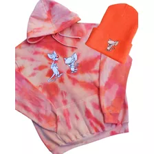 Sudadera Hoodie Tie Dye Pinky Y Cerebro, Gorro De Regalo