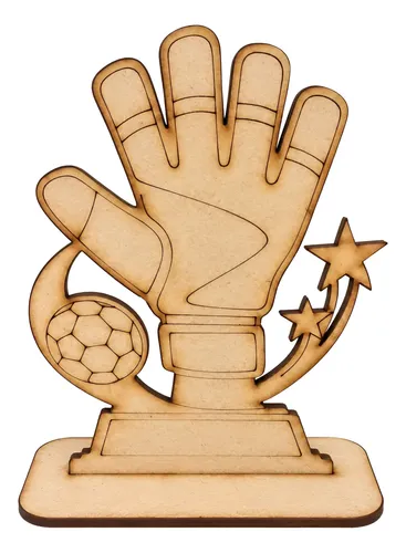 Trofeo Arquero Guante De Fútbol Madera Recuerdo Club X10 Marrón Claro