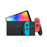 Nintendo Switch Oled 64gb Standard Cor  Vermelho-néon, Azul-néon E Preto