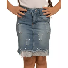 Saia Jeans Infantil Cambraia 7 Pallas