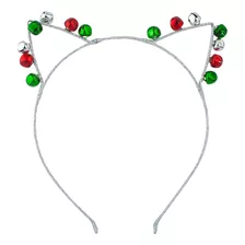 Lux Accessories - Diadema Con Orejas De Gato, Color Plateado