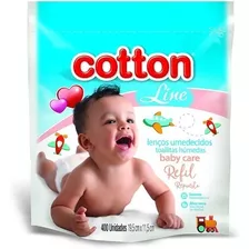 Refil Lenços Umedecidos Bebe Cotton Line 400 Unidades