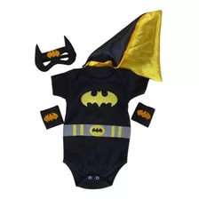 Body Batman Bebê Capa Máscara Bracelete Fantasia Mesversario