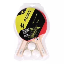 Kit Raquete De Tênis De Mesa Fort Evo - 2 Raquetes E 3 Bolas