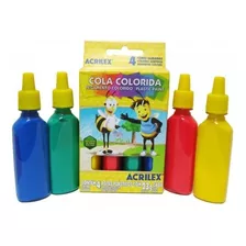 Cola Colorida Acrilex Desenho Arte Escolar Com 4 Cores