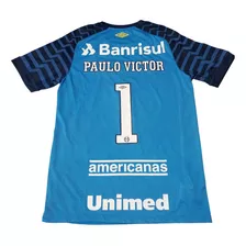 Camisa Jogo Grêmio Goleiro 2021 Azul Copa Brasil Paulo V.