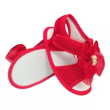 Sandália Chinelo Bebe Moda Primeiros Passos Laço Vermelho