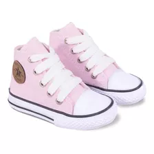 Zapatillas Bota Bebes Niños Lona Rosa Del 17 Al 26