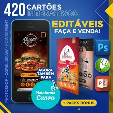 Pack Cartões De Visita Interativos Editáveis + Bônus