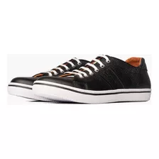 Zapatilla Urbana De Cuero Negra Vintage Hombre Boating