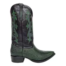 Botas Estilo Vaquero Piel Genuina De Armadillo Color Verde