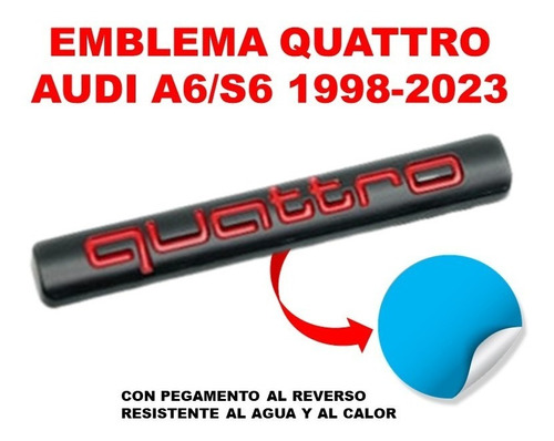 Par De Emblemas Quattro Audi A6/s6 1998-2023 Negro/rojo Foto 6