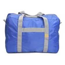 Bolso Importado Plegable De Lona Travel Blue Color Azul