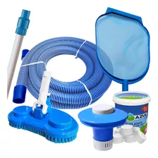 Kit Limpeza Piscina Inflável Aspirador Flutuador Pastilhas