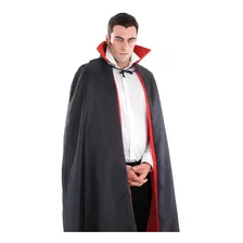 Capa Reversible Negro Rojo Dracula Disfraz 130 Cm Halloween