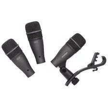 Set De 3 Microfonos Para Bateria Con Soporte Samson Dk703