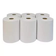 6 Rolos Papel Toalha Bobina 20cm X 200m Branca 20x200