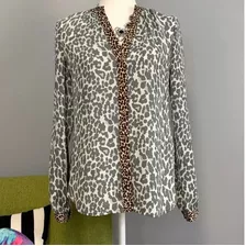 Blusa Banana Republic Importada Xs Vaporosa Animal Print