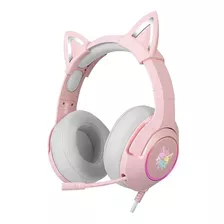 Auriculares Gamer Onikuma K9 Cat Orejas De Gato Rosa Con Mic