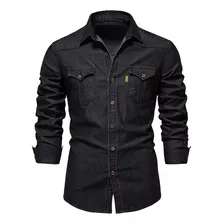 Camisa Jeans Slim De Manga Comprida Masculina