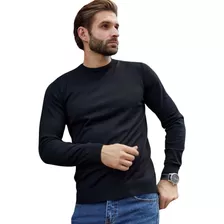 Sueter Masculino Blusa Tricot Gola Redonda Manga Longa