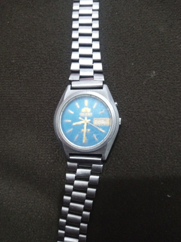 Relógio Antigo Orient Zfm195 Fundo Azul
