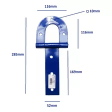 2 Dobradiças Porteira Portão 285mm Nº 4 Aço Ferradura Bufalo