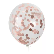 Globos Latex 12 Transparentes Confeti Rose Gold X5 Unidades