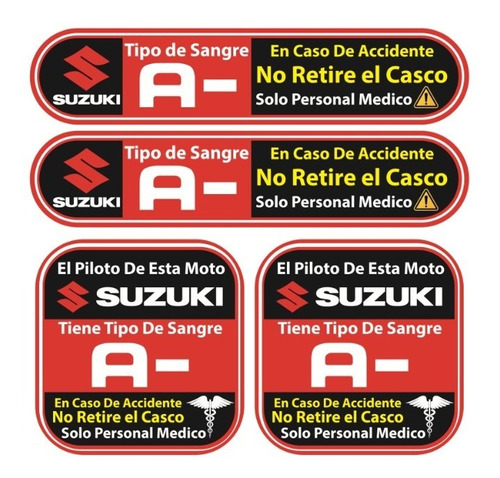 Sticker Tipo Sanguineo Reflejante Para Casco Motos Suzuki Foto 4