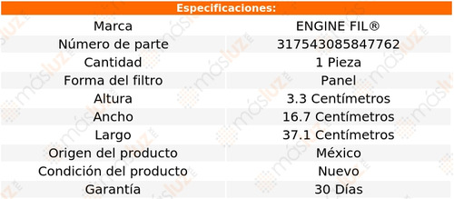 1- Filtro De Aire Legacy 4 Cil 2.5l 2000/2004 Engine Fil Foto 2