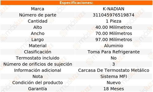 Toma De Refrigerante Aluminio 3 Pernos Sunbird L4 2.0l 93/94 Foto 3