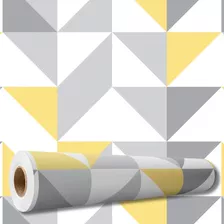 Papel De Parede Auto Adesivo Lavável Triângulos Amarelo 3m