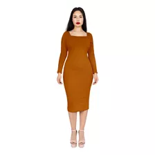 Vestido Escocia Manga Larga Lapiz Ajustado Largo Curvy