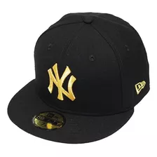 Boné New Era Aba Reta Fechado Mlb Ny Yankees Basic Gold