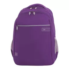 Mochila Porta Laptop 16 Gris Jaspeado Cloe Color Morado Diseño De La Tela