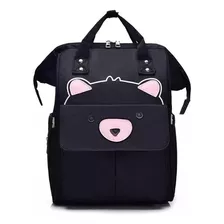 Bolso Pañalera Bebe Tipo Morral Diseño Osito Color Negro