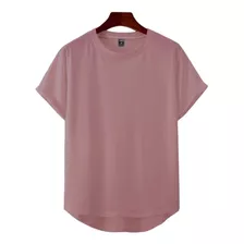 Playera Para Hombre Color Rosa Corte Fit Long Basica