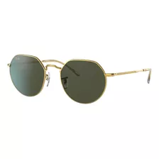 Anteojos De Sol Ray-ban Jack Standard Con Marco De Metal Color Polished Gold, Lente Green De Cristal Clásica, Varilla Polished Gold De Metal - Rb3565