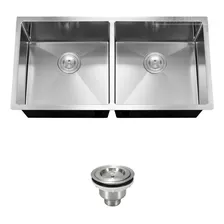 Cuba Dupla Inox Quadrada Gourmet Cozinha 88x40 Válvula Sq900