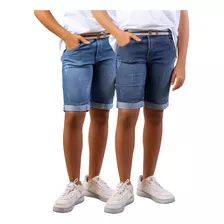 Kit 2 Bermuda Shorts Jeans Infantil Menino 2 Ao 16 Anos